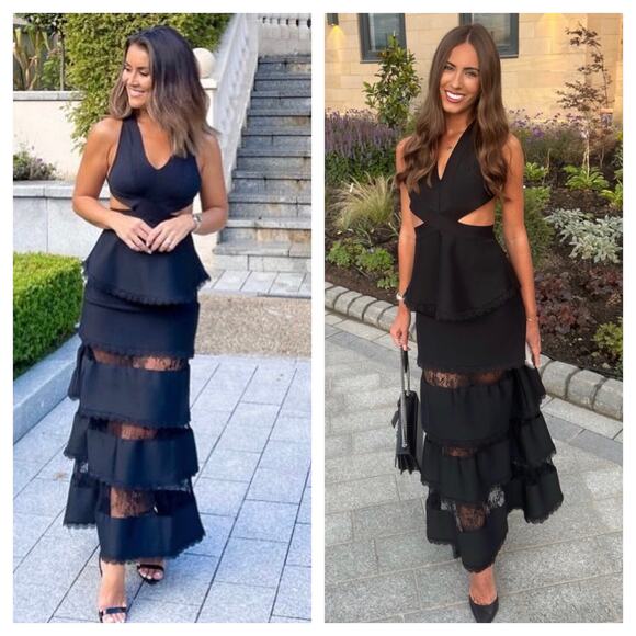 Anne Louise Boutique Gazelle Black Cut Out Tiered Maxi Dress Size 4 Wedding - Picture 1 of 13